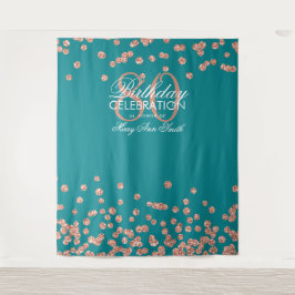 Hintergrund 80. Geburtstag Rose Gold Aquamarin Con Wandteppich