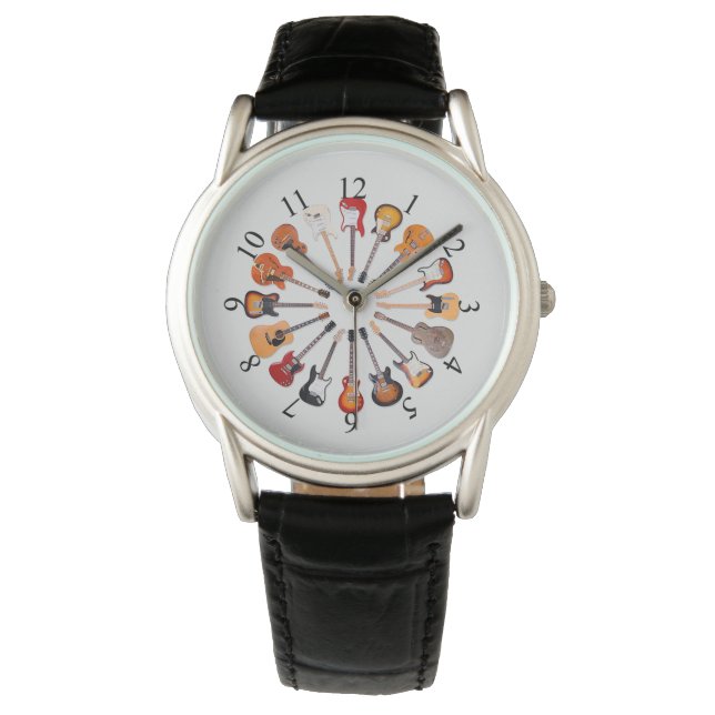 Hintergrund animierter Gitarren Armbanduhr (Vorderseite)