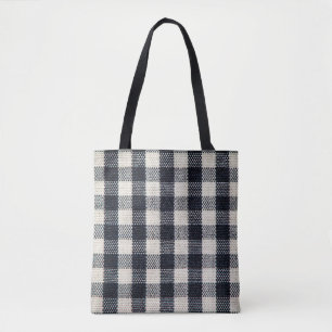 Hintergrund aus kariertem Baumwollstoff. Tasche
