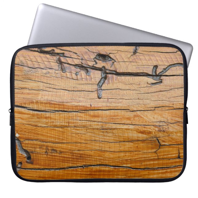 Hintergrund aus Naturholz, Holzschnitt und Bio Laptopschutzhülle (Vorderseite)