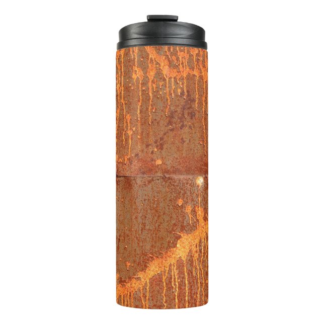 Hintergrund aus rostfreiem Metall Thermosbecher (Vorderseite)