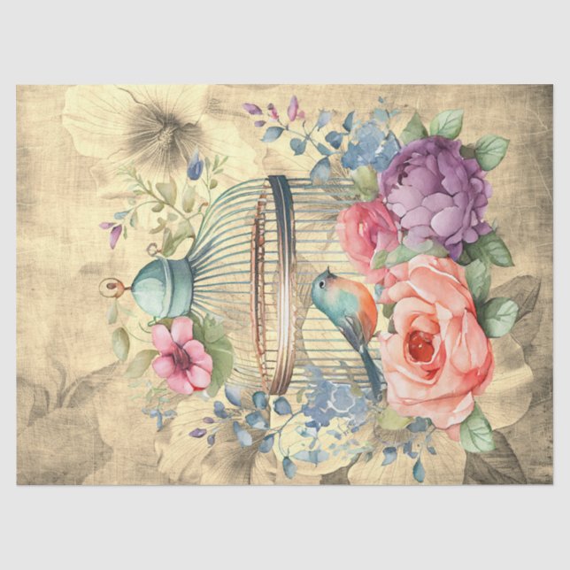 Hintergrund-Decoupage des Blumenkäfigs Seidenpapier (Vorderseite)