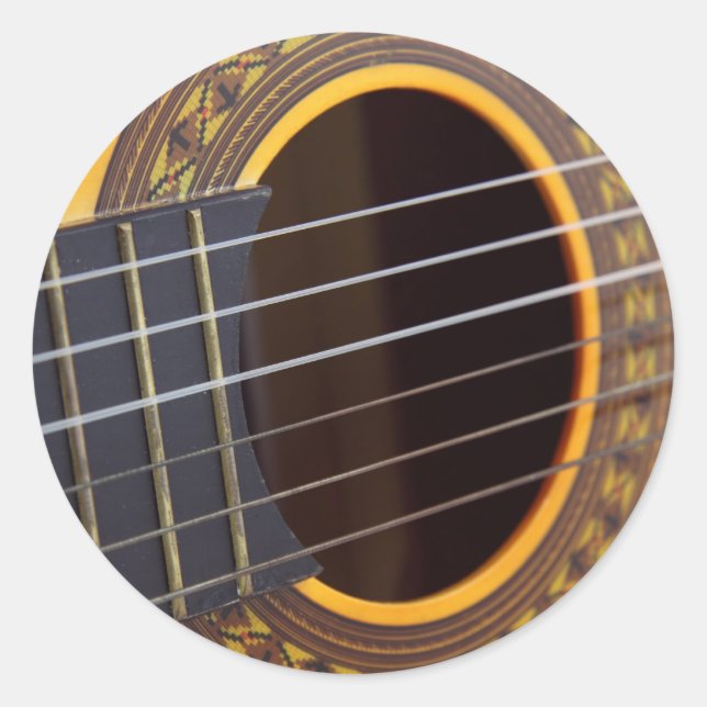 Hintergrund der akustischen Gitarre Runder Aufkleber (Vorderseite)