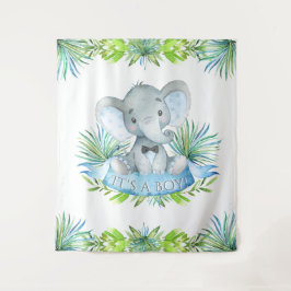 Hintergrund der Babydusche Boy Elephant Wandteppich