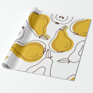 Hintergrund der Birnen. Handgezeichnete überlappen Geschenkpapier