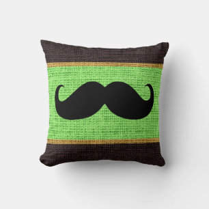 Hintergrund der Black Mustache Mint Green Burlap J Kissen