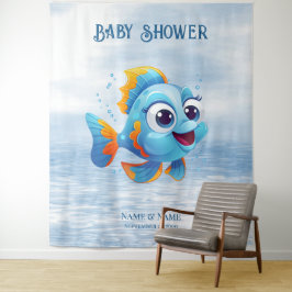 Hintergrund der Blauen Fische Wandteppich