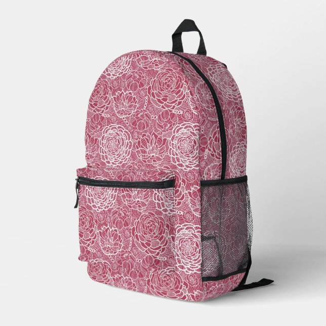 Hintergrund der blauen Spitzen-Blume Bedruckter Rucksack (Rückseitige Ecke Rechts)