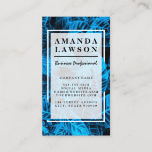 Hintergrund der blauen tropischen Blätter Visitenkarte