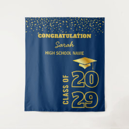Hintergrund der Blue & Gold Custom Graduation Part Wandteppich