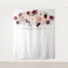 Hintergrund der Burgund-Blush-Hochzeit Wandteppich