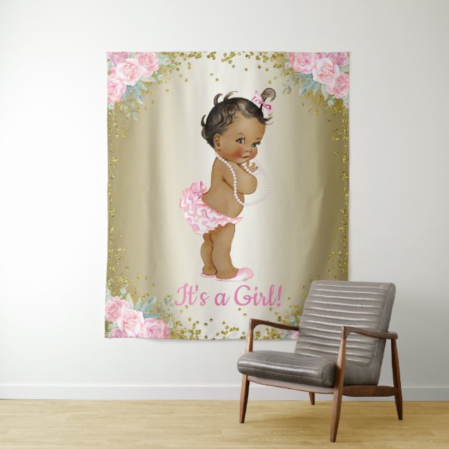 Hintergrund der ethnischen Girl-Babydusche Wandteppich (Beispiel)