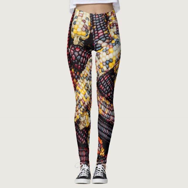Hintergrund der farbenfrohen Maiskostüme Leggings (Vorderseite)