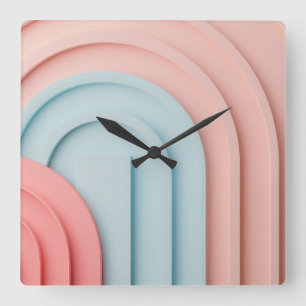Hintergrund der Formen in Pastellfarben Quadratische Wanduhr