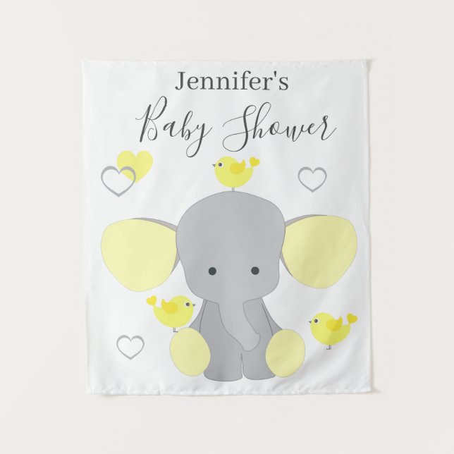 Hintergrund der gelben Elefantenjunge Babydusche Wandteppich (Vorderseite)