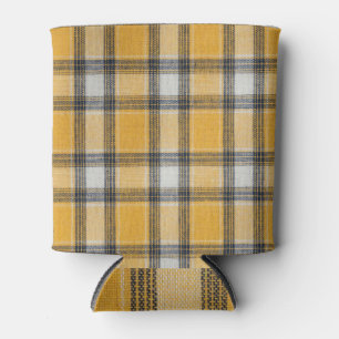 Hintergrund der gelben weißen Tartan-Textur Dosenkühler