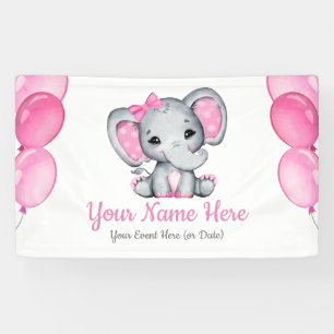 Hintergrund der Girl Elephant Banner Rosa Signatur