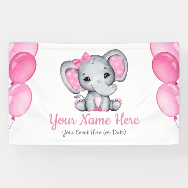Hintergrund der Girl Elephant Banner Rosa Signatur (Horizontal)