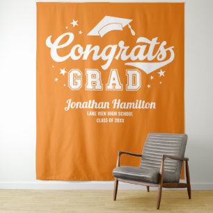 Hintergrund der Glückwunsch Grad Orange Graduation Wandteppich