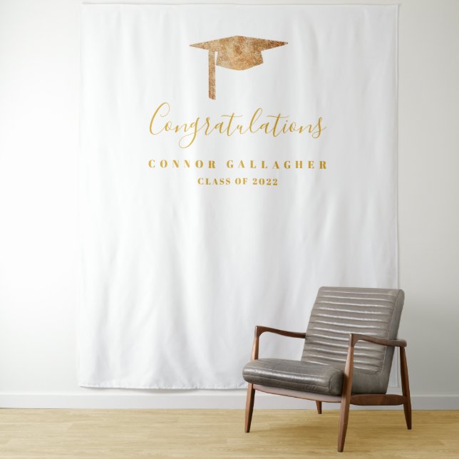 Hintergrund der Gold Graduation Party, Foto Booth  Wandteppich (Beispiel)