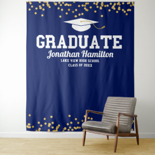 Hintergrund der Graduate Navy Blue Graduation Part Wandteppich