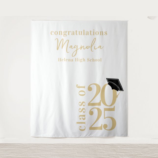 Hintergrund der Graduation Cap-Banner 2025 Wandteppich (Vorderseite)