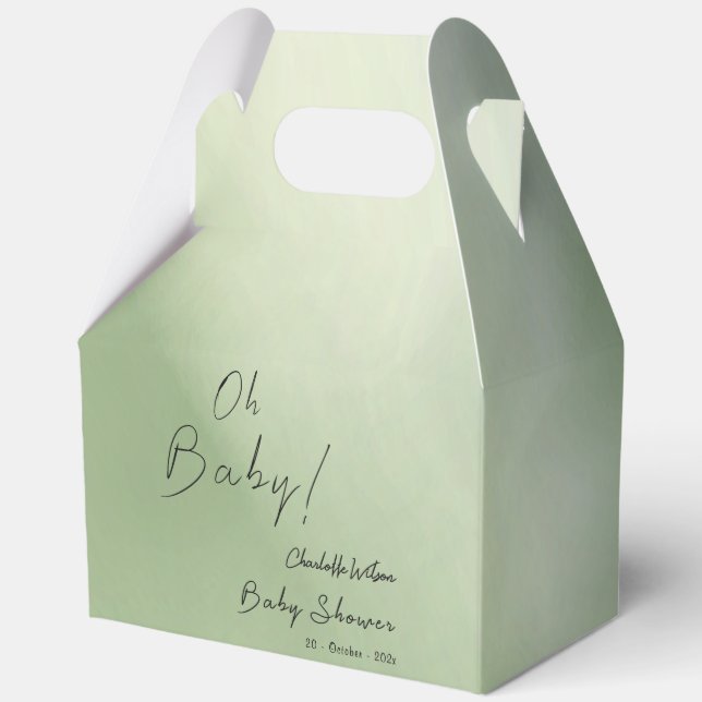 Hintergrund der grünen Wasserfarbe für Babydusche Geschenkschachtel (Vorderseite)