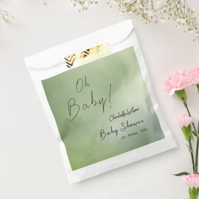 Hintergrund der grünen Wasserfarbe für Babydusche Geschenktütchen (Versiegelt)