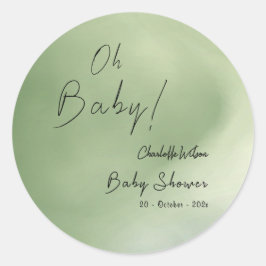 Hintergrund der grünen Wasserfarbe für Babydusche Runder Aufkleber