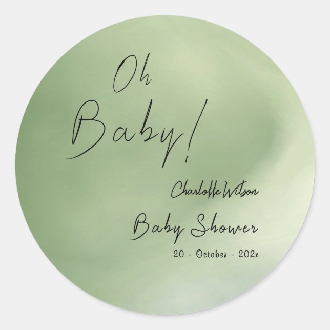 Hintergrund der grünen Wasserfarbe für Babydusche Runder Aufkleber (Vorderseite)