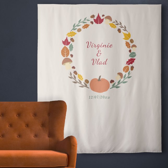 Hintergrund der Hochzeit im Herbst und des Fotos Wandteppich (Fall Wedding Tapestry & Photo Booth Backdrop)