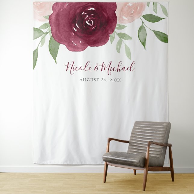 Hintergrund der Hochzeit von Burgund Wasserfarben Wandteppich (Beispiel)