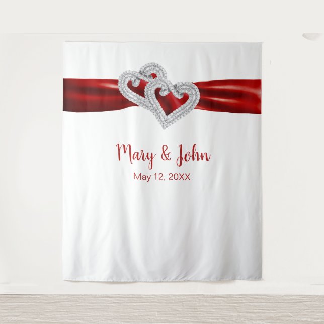 Hintergrund der Hochzeit von Diamond Hearts Red Ri Wandteppich (Vorderseite)