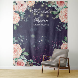 Hintergrund der Hochzeitskabine Lila Sparkle Wandteppich
