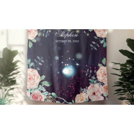 Hintergrund der Hochzeitskabine Lila Sparkle Wandteppich