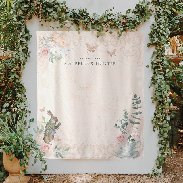 Hintergrund der Hochzeitswunder-Alice im Wunderlan Wandteppich (Wedding Wonderland Alice In Wonderland Backdrop)