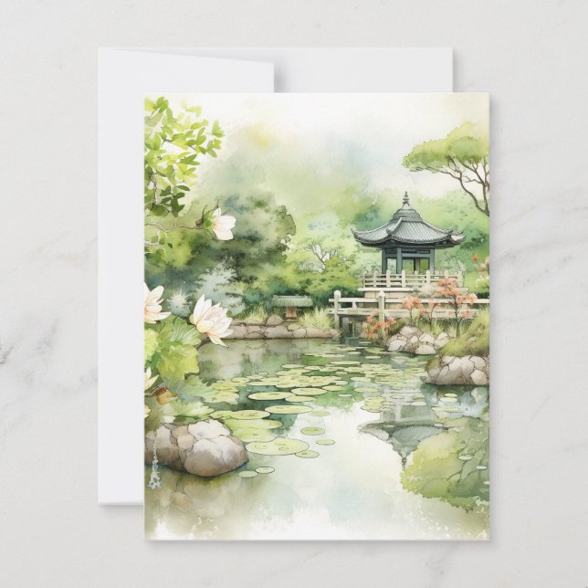 Hintergrund der japanischen Landschaft mit Wasserf Mitteilungskarte (Vorderseite)