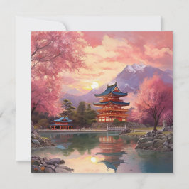 Hintergrund der japanischen Landschaft mit Wasserf Mitteilungskarte