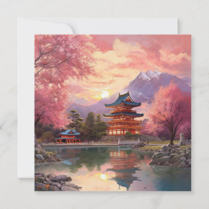 Hintergrund der japanischen Landschaft mit Wasserf Mitteilungskarte