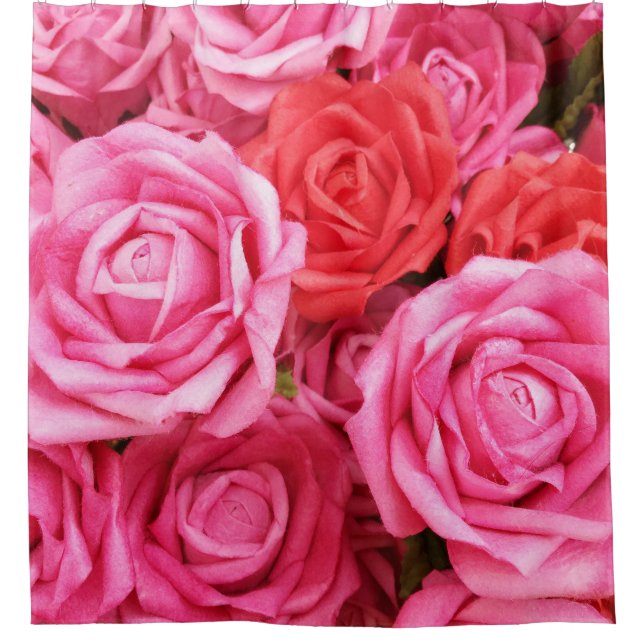 Hintergrund der künstlichen Rote Rose Duschvorhang (Vorderseite)