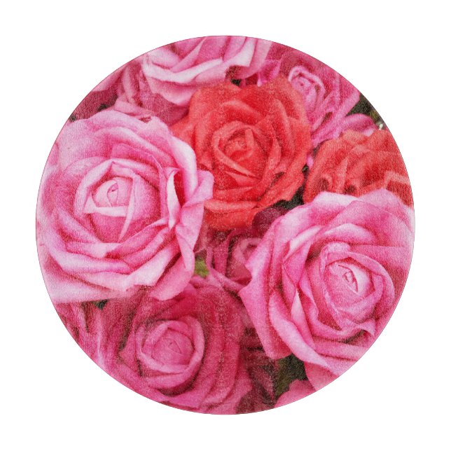 Hintergrund der künstlichen Rote Rose Schneidebrett (Vorderseite)
