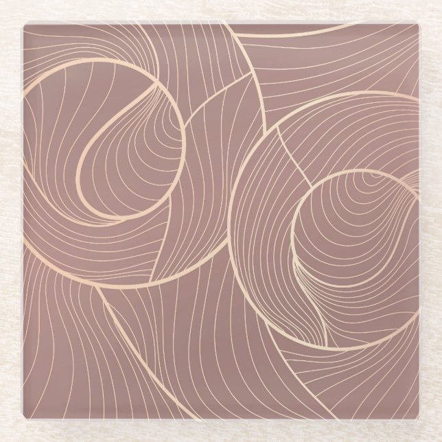Hintergrund der Luxus Gold Lines Muster Glasuntersetzer (Vorderseite)