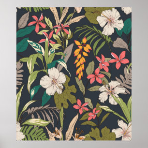 Hintergrund der nahtlosen tropischen Blume Poster