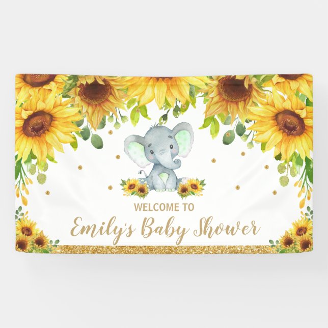 Hintergrund der neutralen Babydusche mit Elephant  Banner (Horizontal)