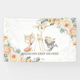 Hintergrund der niedlichen Woodlandtiere Blumendus Banner