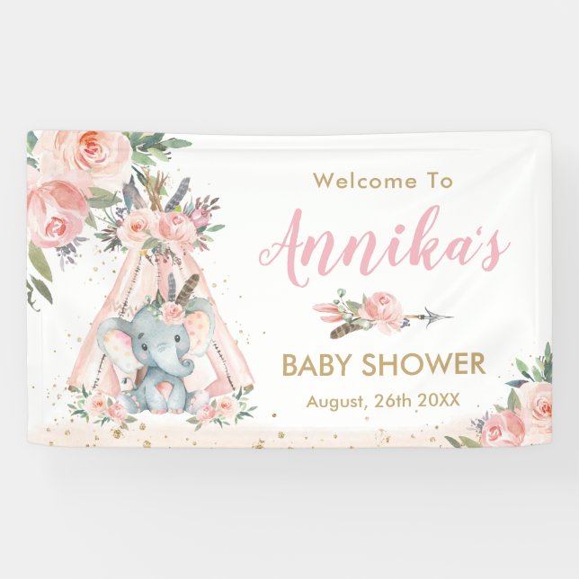 Hintergrund der pinkfarbenen Blütendusche für Stam Banner (Horizontal)