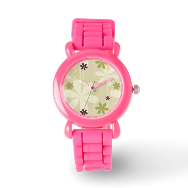 Hintergrund der Retro-Blume Armbanduhr (Vorderseite)