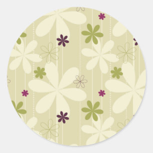 Hintergrund der Retro-Blume Runder Aufkleber