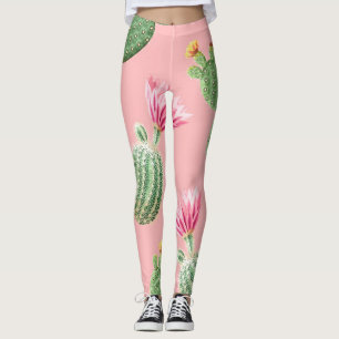 Hintergrund der rosa blühenden Kaktus Leggings