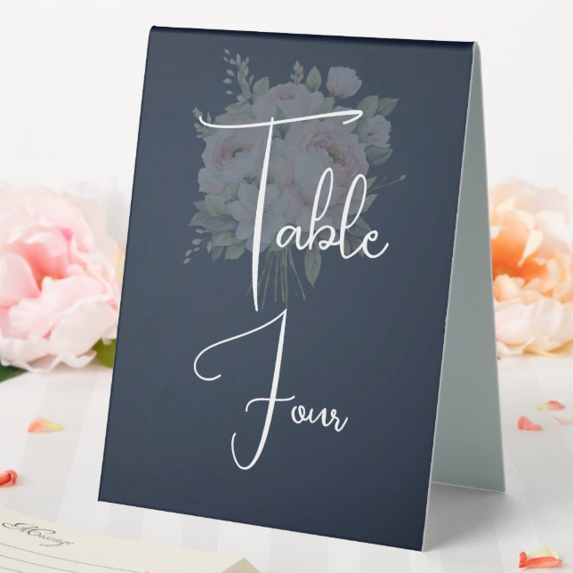 Hintergrund der rosa Peonies Navy Tischaufsteller (In Situ (Hochzeit))